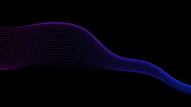 abstract background with circular shape line gradient purple blue on black footage animation