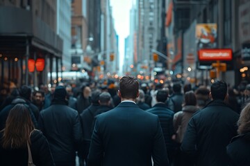 Fototapeta premium Anonymous Man in Suit Walking Forward, New York City