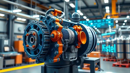 Obraz premium 3D CAD software enhances engineering design with double exposure.