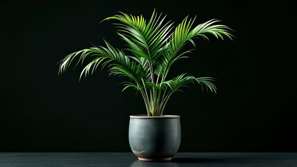 Fototapeta premium A miniature jungle in a pot. Tropical foliage.