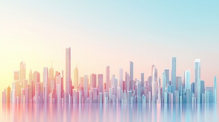 A stunning skyline showcasing modern skyscrapers under a vibrant sunrise. The cityscape reflects innovation, beauty, and architectural brilliance.