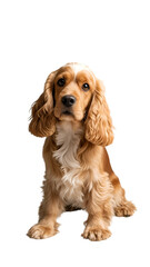 4k backgroundless cutout of an elegant cocker spaniel dog sitting