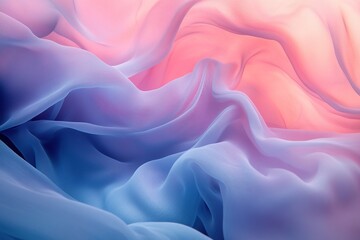 Obraz premium Colorful translucent fabric waves in pink, blue, and orange tones.