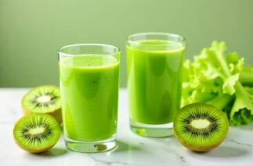 Matcha green vegan smoothie with chia seeds and mint in glass in hands of female wearing white sweater, square crop. Clean eating, alkaline diet, weight loss food concept.