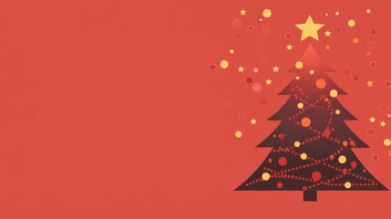 illustration, stars and beads on the top of the Christmas tree, simple lines and shapes.
