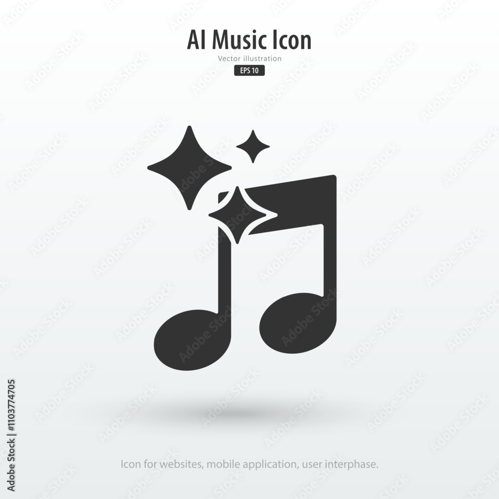 Poster Generate music by AI icon. Artificial intelligence creates music concepts. Machine learning text to generate Musical. Icon element for application and web. Vector illustration.