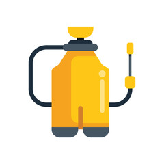 Vector illustration in flat design of a yellow pesticide sprayer for fumigating plants
