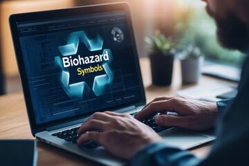 Biohazard Symbols on Laptop Screen