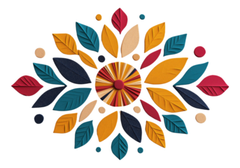 PNG Colorful abstract leaf pattern with circular center