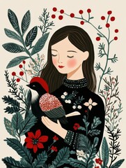 Scandi folk christmas art