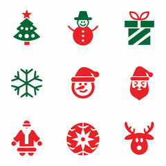 Christmas Icon Pack all ornaments vector art illustration