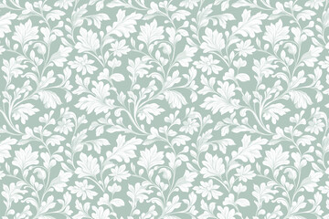 Toile pattern tapestry. Arts and crafts. Monochrome botanical pattern background. Created with Generative AI technology