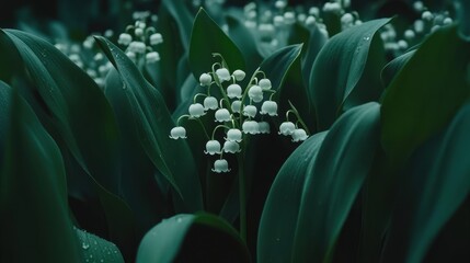 Delicate lily of the valley blossoms.