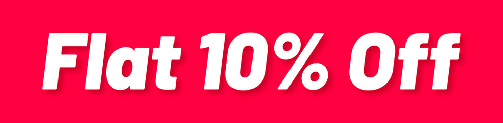 Flat 10% Off Stamp, Red Background with Flat 10% Off Word Rubber Stamp Banner