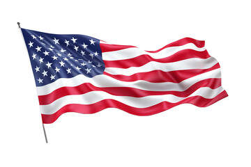 Waving American flag symbolizing freedom and patriotism isolated on transparent white background png
