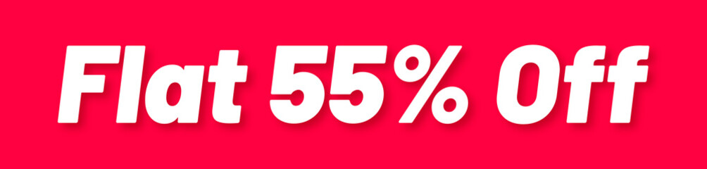 Obraz premium Flat 55% Off Stamp, Red Background with Flat 55% Off Word Rubber Stamp Banner
