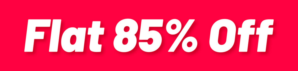 Flat 85% Off Stamp, Red Background with Flat 85% Off Word Rubber Stamp Banner