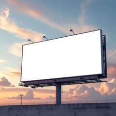 Empty billboard, overcast day, advertising backdrop.