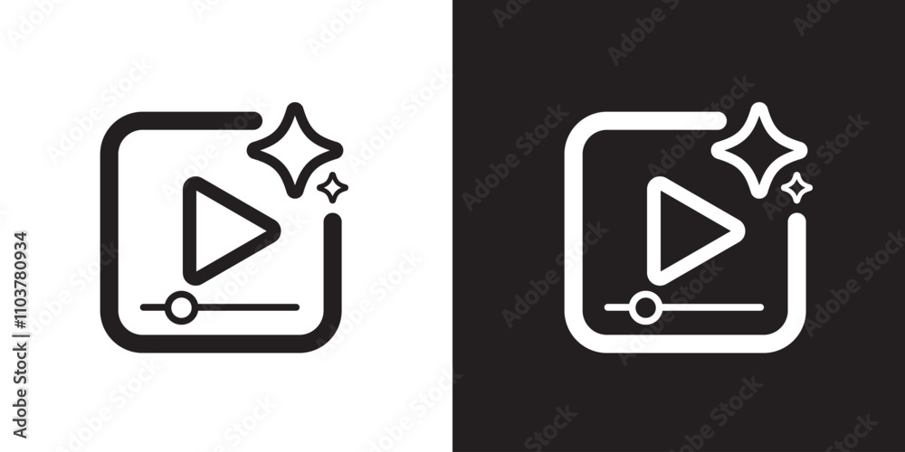 Poster Generate video by AI icon. Artificial intelligence creates video concepts. Machine learning text to generate video. Icon element for application and web. Vector illustration.