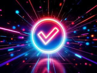 Digital ballot glow:  Your vote, seen in neon.