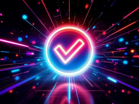 Digital ballot glow:  Your vote, seen in neon.