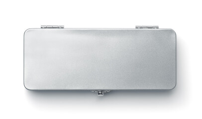 Top view of blank silver metal case