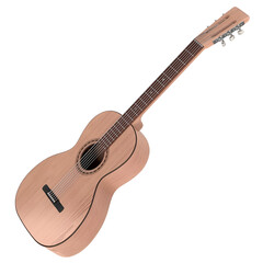 A wooden acoustic guitar with a classic design, suitable for music creation and performance.