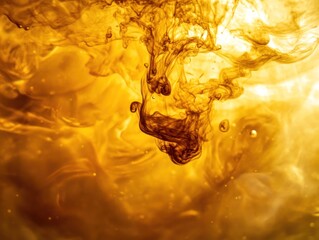 Swirling golden liquid with abstract patterns in motion