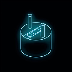 Blue glowing neon line type c plug adapter icon isolated on black background