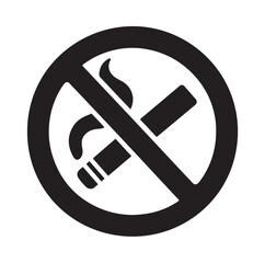 No Smoking prohibition icons, smoking addiction silhouette vector illustration