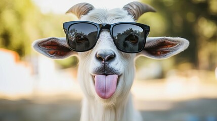Cool Goat in Sunglasses Funny Farm Animal Portrait