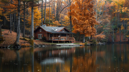 Fototapeta premium house on the river generated by AI technology