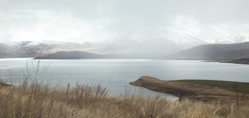 Water reservoir in winter at Armenia.