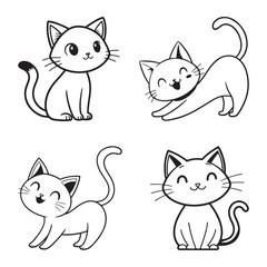 Cat line art illustration isolated white background