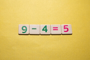 Concept of math. 9-4=5