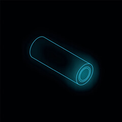 Blue neon tube glowing on a black background, simple geometric shape
