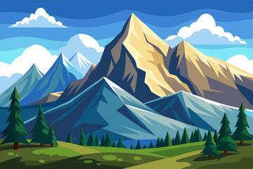 Stunning mountain background with detailed vector art.