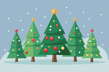 High-quality christmas trees vector graphics for festive themes.