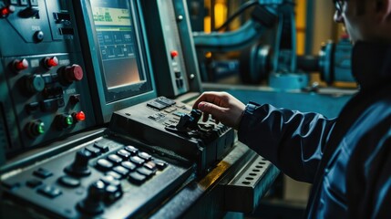 Skilled worker controlling a digitally program machine