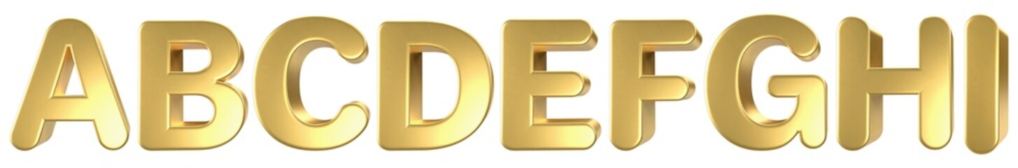 set of gold letter 3d render