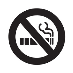 No Smoking prohibition icons, smoking addiction silhouette vector illustration