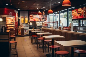 Interior of a fast food restaurant