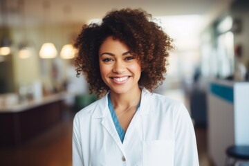 Fototapeta premium Portrait of a smiling female African American medical physician