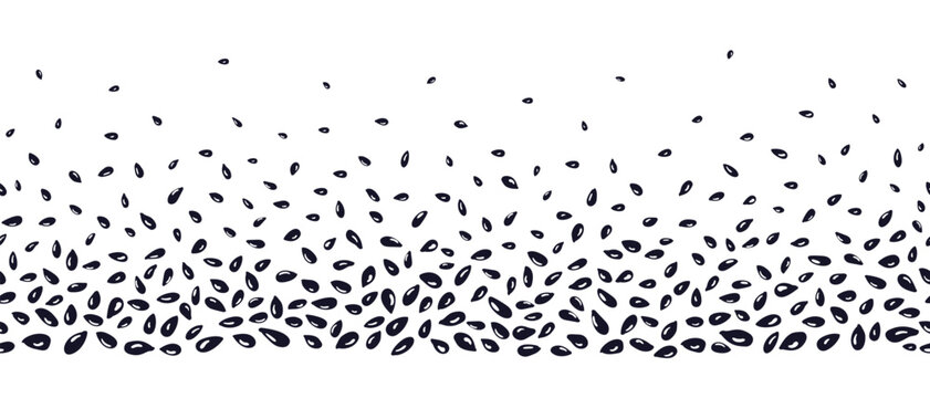 Black sesame, cumin seeds. Vector seamless pattern