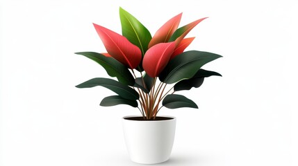 Vibrant Indoor Plant Displaying Colorful Red