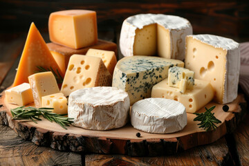 Different types of cheese,.     