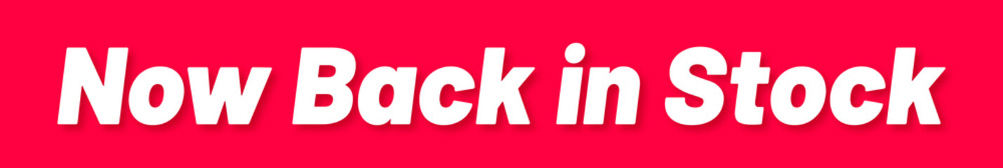 Obraz premium Now Back in Stock Stamp, Red Background with Now Back in Stock Word Rubber Stamp Banner