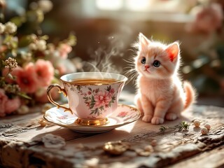 Pink Kitty Teacup:  Documentary images.