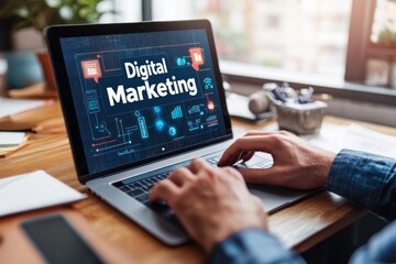 Digital Marketing Strategy on Laptop