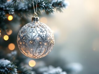 Silver Christmas ornament, hangs beautifully.